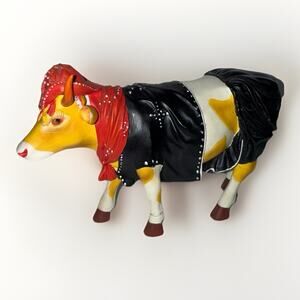 Vintage Cow Parade 2002 Moo'velous Miss Rhinestone Resin Cow Girl 7 Inches
